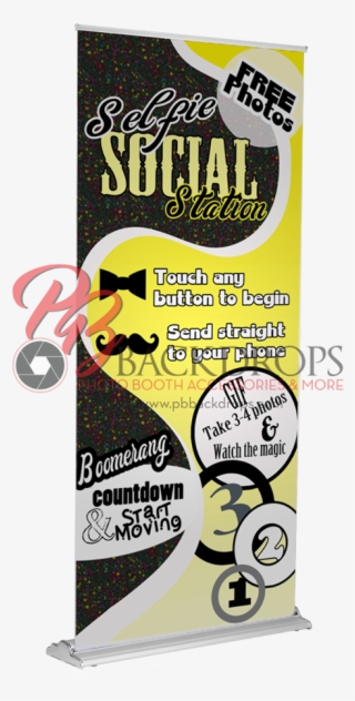 Selfie Social Station Retractable Banner - Red