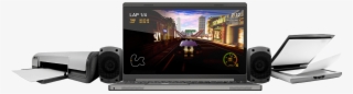Banner Background With Laptop Speakers Printer And - Led-backlit Lcd Display