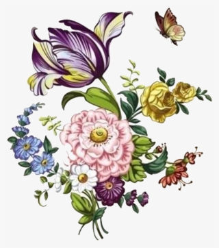 Vintage Flower Drawing - Floral Vector Png Free