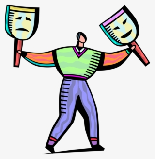 Vector Illustration Of Businessman Hides Behind Theatre