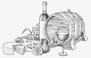 Wine Blue Cheese Illustration Hand Painted And - Wine And Cheese Sketch