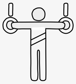 Gymnast, Rings, Black And White, Png - Cross