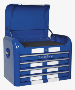 Topchest 4 Drawer Retro Style Blue With White Stripes - Chest