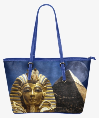 King Tut And Pyramid Leather Tote Bag Small Model - Tutankhamun