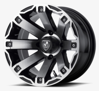 Fa143m High Offset Rage Golf Cart Wheel In Machined - Black Rims On White Golf Cart