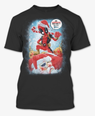 A Black T-shirt With The Shopify Logo - Deadpool Christmas