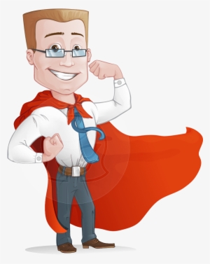 Vector Friendly Office Hero Man Character - Cartoon