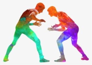 Bleed Area May Not Be Visible - Two Wrestlers