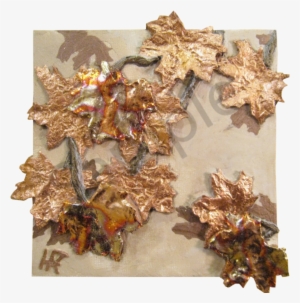 Be Leaf Bas Relief In Metallic Plaster And Copper Gilded - Maple Leaf