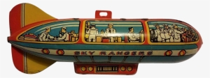 Antique Tin Sky Ranger Tin Zeppelin Blimp Toy Ca - Sky Ranger Zeppelin