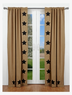 Vhc Brands Burlap Natural Panel Black Stencil Stars - Vhc Brands Burlap Curtain Panels
