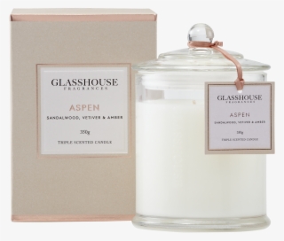 Aspen Sandalwood, Vetiver And Amber 350g Triple Scented - Glasshouse Candles