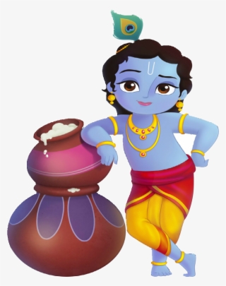 Lord Krishna Standing With Makhan - Little Krishna