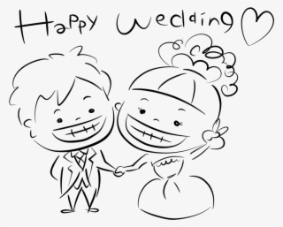 Ｈａｐｐｙｗｅｄｄｉｎｇ文字あり - 手書き 新郎 新婦 イラスト