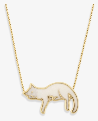 14k Yellow Gold Napping Cat Necklace - Necklace
