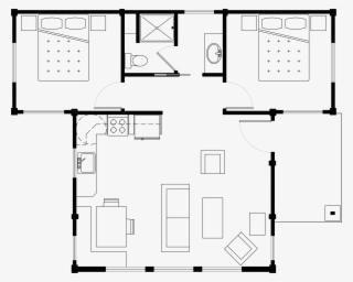 Two Bedroom Water View Cabin Floor Plan - Diagram
