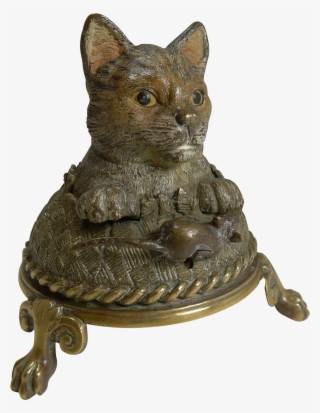 Very Rare Cold Painted Bronze Novelty Mechanical Bell - Domestic Short-haired Cat