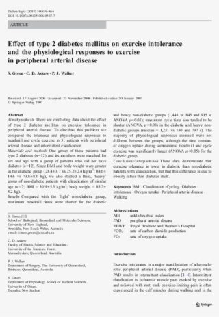 Effect Of Type 2 Diabetes Mellitus On Exercise Intolerance - Journal About Thermochemistry Pdf