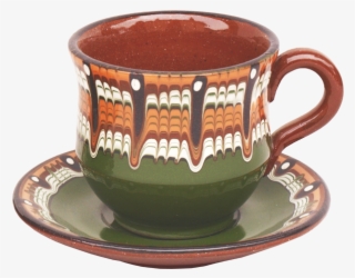 Pottery Tea Cup With Saucer - Saucer