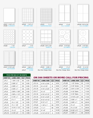 Labels Plus Also Offers A Large Selection Of Blank - Number