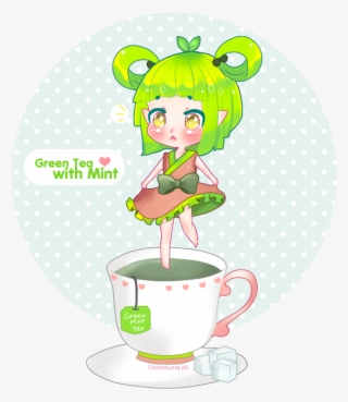 Chibi Green Tea With Mint By Cremebunny - Cartoon