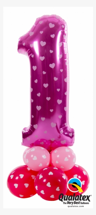 The Big 1 Pink First Birthday Party Balloons - Polka Dot