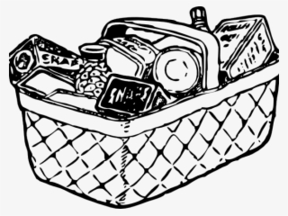 Picnic Basket Clipart Picnic Blanket - Food Basket Drawing Png
