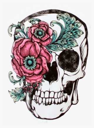 Calavera Flower Sleeve Skull Tattoo Free Clipart Hd - Day Of The Dead Flower Drawing