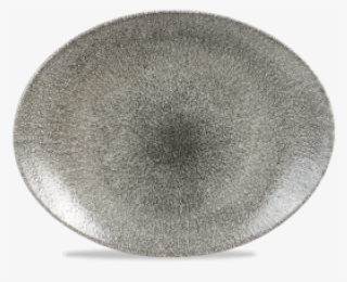 Oval Coupe Plate Raku Quartz Black - Circle