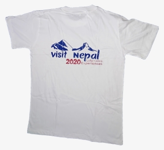 Picture Of White Visit Nepal Printed Tshirt - Active Shirt