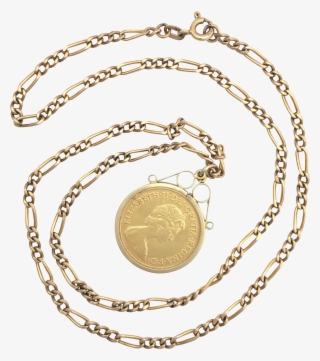 Vintage 22k Gold Queen Elizabeth Half Sovereign Coin - Necklace