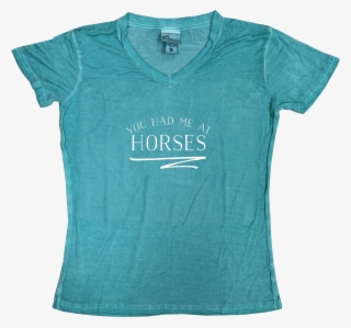 White You Had Me At Horse Squiggle Spearmint V-neck - Active Shirt