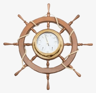 Ship Wheel Clock - Steering Wheel Boat Clipart