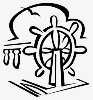 Vector Illustration Of Ship's Helm Wheel Or Boat's