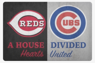 House Divided Man Cave Decor Cubs Cincinnati Reds Hearts - Chicago Cubs