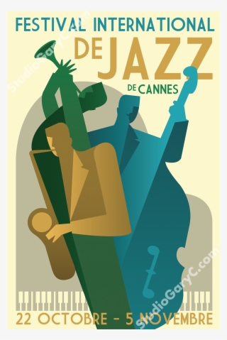 Art Deco 1930's Cannes Jazz Festival Poster - Poster