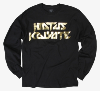 Logo Gold Foil Black Long Sleeve T-shirt $40 - Black T Shirt With Golden Fonts