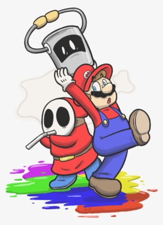 Here's A Better Art Of Mario And Huey And A Shy Guy - Color Splash Shy Guy