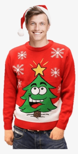 Jersey Navideño Hombre Árbol De Navidad Sonriente Rojo - Jerseys Navideños Hombre