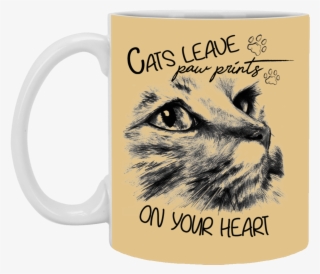 Cats Leave Paw Prints On Your Heart Cat Mug - Cat Sketches