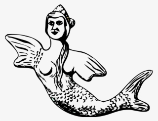 Mermaid Black And White Mermaid Clip Art Free Vector - Mermaid
