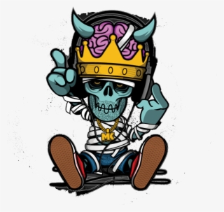 Hip Skull Rapper Illustration Graffiti Hop Cartoon - Cartoon Hip Hop