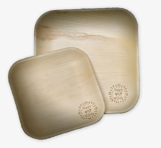 Customized Frondware 9" Palm Leaf Square Plates Set, - Wood