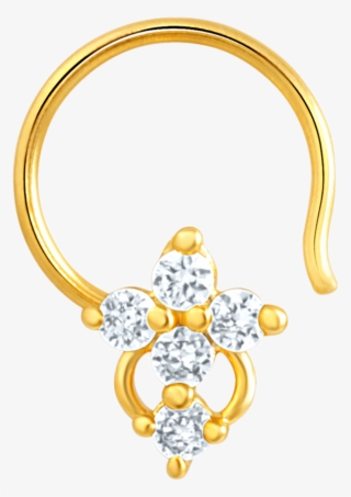 Mahi Gold Plated Symbolic Shine Nose Pin With Cz Stones - Body Jewelry