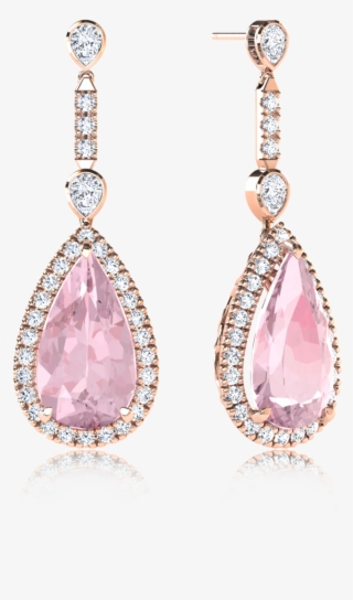 Morganite Pear Halo Drop Earrings - Earrings