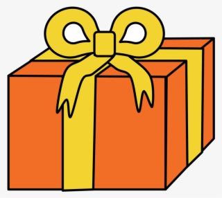 Gift, Orange Wrapping Paper, Yellow Ribbon, Png
