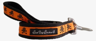 Orange On Black Skulls Ribbon Dog Lead - Belt