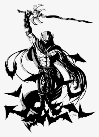 Jpg Black And White Kain With Reaver Aloft By Crimsongear - Soul Reaver Tattoo Kain