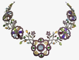 Sterling Silver, Ruby, Garnet, Amethyst, Topaz, Peridot, - Necklace