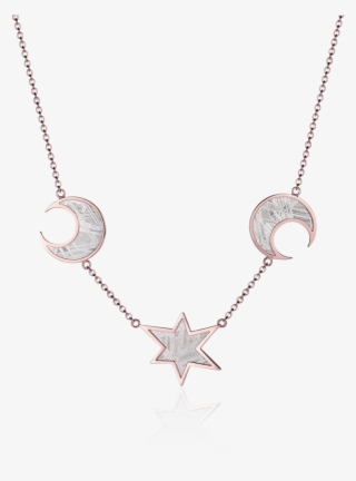 Meteorite Moons And Star Necklace In Red Gold - Necklace